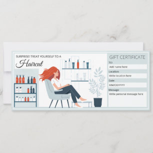Hair Salon Gift Certificate Template, Haircut Gift Inbjudningar