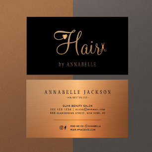 Hair salon glam Black guld metallhårstylist Visitkort