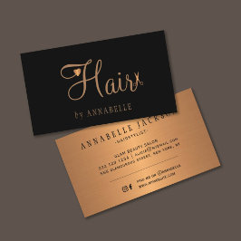 Hair salon glam Black guld metallhårstylist Visitkort