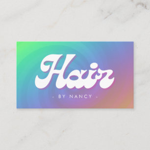 Hair Salon groovy retro rainbow swirrl Visitkort