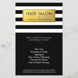 HAIR SALON - Guld-etikett och svart vitt Rand Flygblad