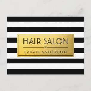 HAIR SALON - Guld-etikett och svart vitt Rand Vykort
