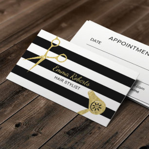 Hair Salon Guld Scissor Modern Rand Möte Tidsbeställning Kort