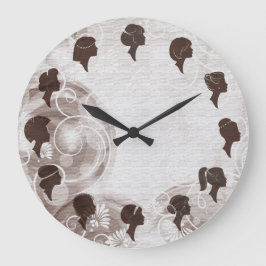 Hair Salon Hairdresser Elegant Brown Clock Stor Klocka