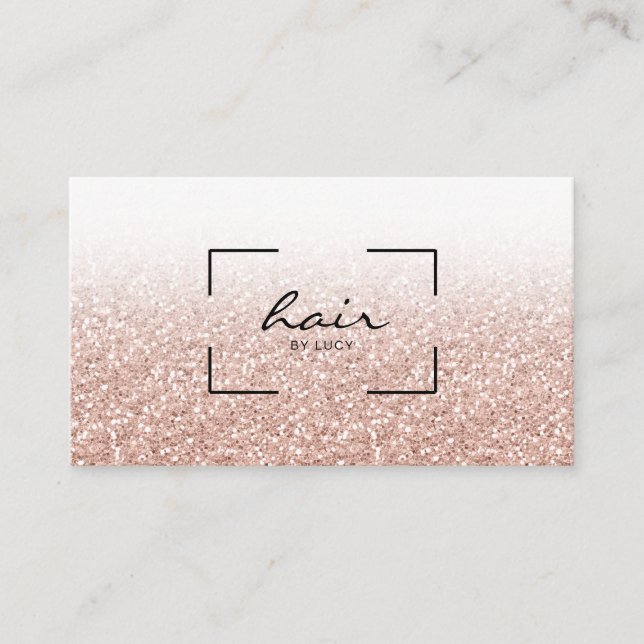 Hair Salon Hairdresser Rosa Peach Guld Glitter Visitkort (Framsida)
