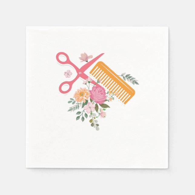Hair Salon Hairdresser Scissors Hair Stylist Barbe Pappersservett (Framsidan)