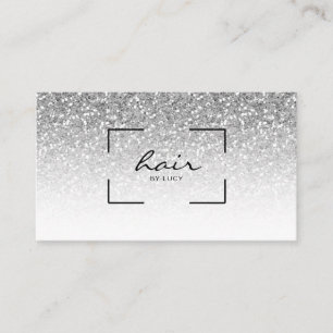 Hair Salon Hairdresser Silver Glitter Visitkort