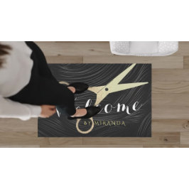 Hair Salon Hairstylist Black Guld Scissors Välkoms