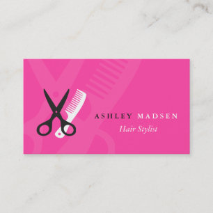 Hair Salon Hairstylist - Cute Girly Rosa Visitkort