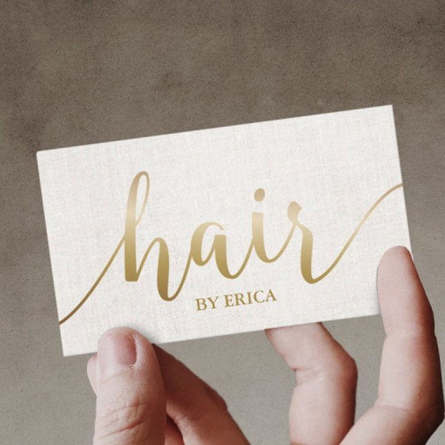 Hair Salon Hairstylist Elegant Guld-skript Visitkort (Skapare uppladdad)