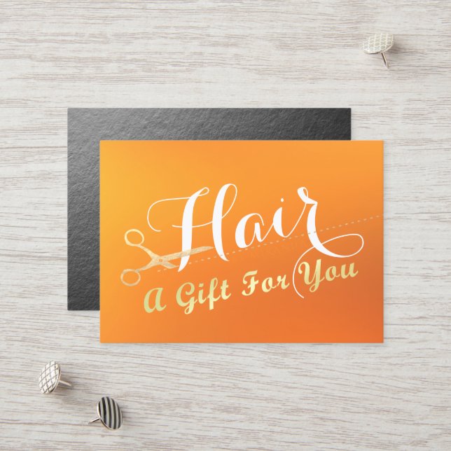 Hair Salon Hairstylist Gift Certificate Scissors Rabattkort (Fram/Back In Situ)