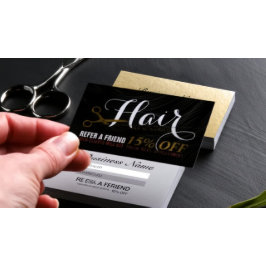 Hair Salon Hairstylist Guld Sissors referenskort Rabattkort