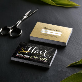 Hair Salon Hairstylist Guld Sissors referenskort Rabattkort