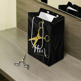 Hair Salon Hairstylist Modern Black Guld Scissors