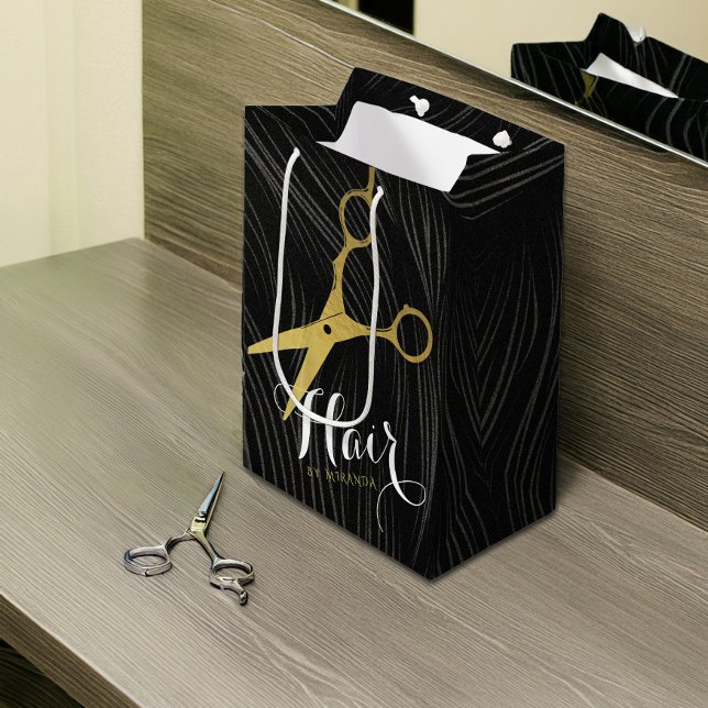 Hair Salon Hairstylist Modern Black Guld Scissors (Skapare uppladdad)