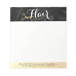 Hair Salon Hairstylist Modern Black Guld Scissors Anteckningsblock