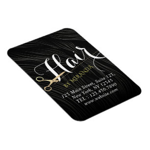 Hair Salon Hairstylist Modern Black Guld Scissors Magnet