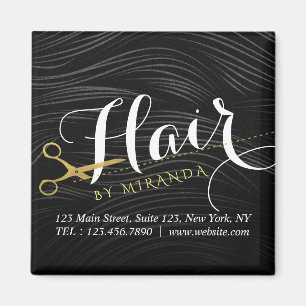 Hair Salon Hairstylist Modern Black Guld Scissors Magnet