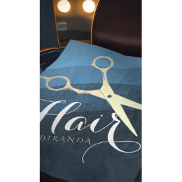 Hair Salon Hairstylist Modern Blue & Guld Scissors Fleecefilt