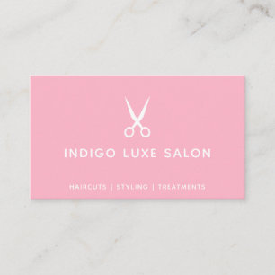 Hair Salon Hairstylist Modern Sissors Rosa Visitkort