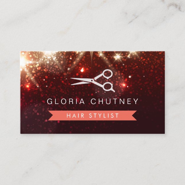 Hair Salon Hairstylist - Shiny Sparkly Glitter Visitkort (Framsida)