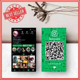 Hair Salon Instagram Grönt | Social Media QR-kod Visitkort