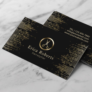 Hair Salon Logotyp Trendig Black & Guld Visitkort