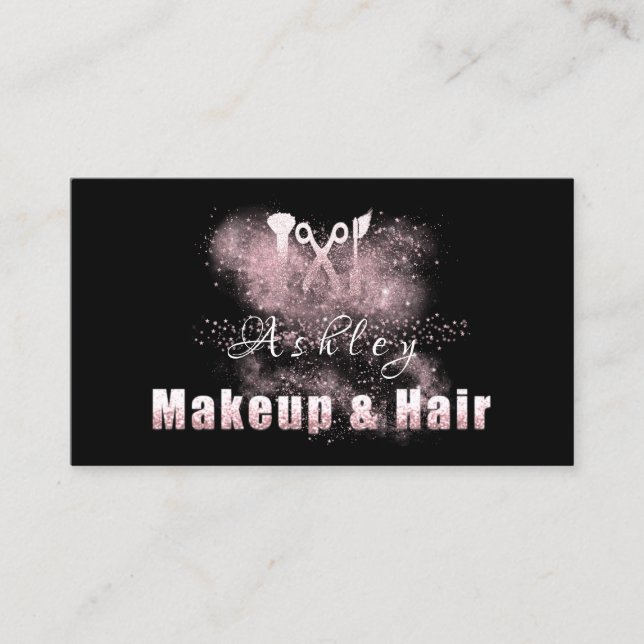 Hair Salon Makeup Artist Möte Rosa Spark Visitkort (Framsida)