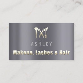 Hair Salon Makeup Lash Appointett Card Grått Guld Visitkort