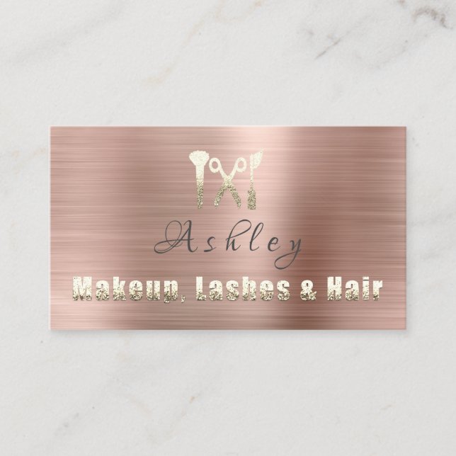 Hair Salon Makeup Lash Appointett Card Logotyp Ro Visitkort (Framsida)