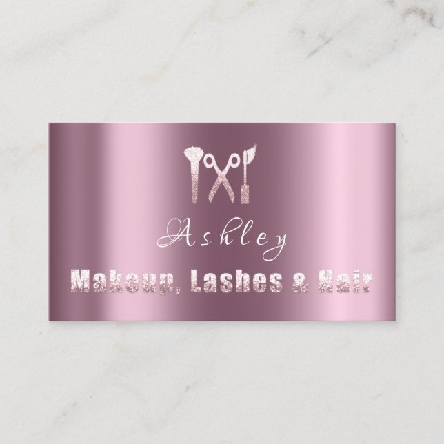 Hair Salon Makeup Lash Möte Lila Ro Visitkort (Framsida)
