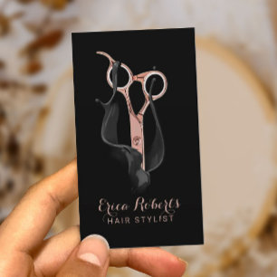 Hair Salon Modern Black & Ro Guld Hair Stylist Visitkort