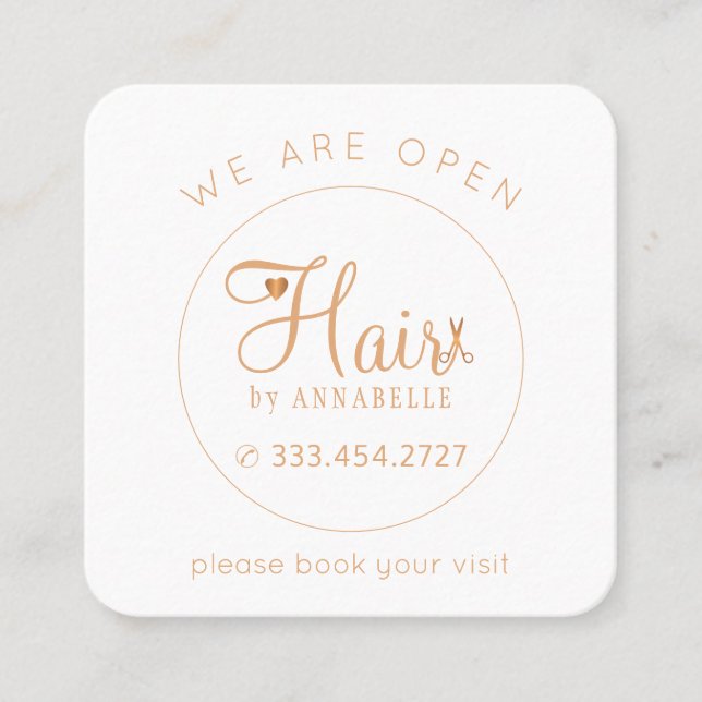 Hair salon modern elegant frisör tidsbeställning kort (Framsida)