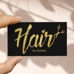 Hair Salon Modern Guld Typograpy Möte Tidsbeställning Kort