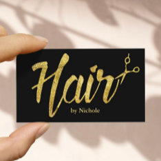 Hair Salon Modern Guld Typograpy Möte Tidsbeställning Kort at Zazzle