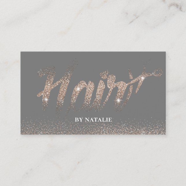 Hair Salon Modern Ro Guld Typograpy Möte Tidsbeställning Kort (Framsida)