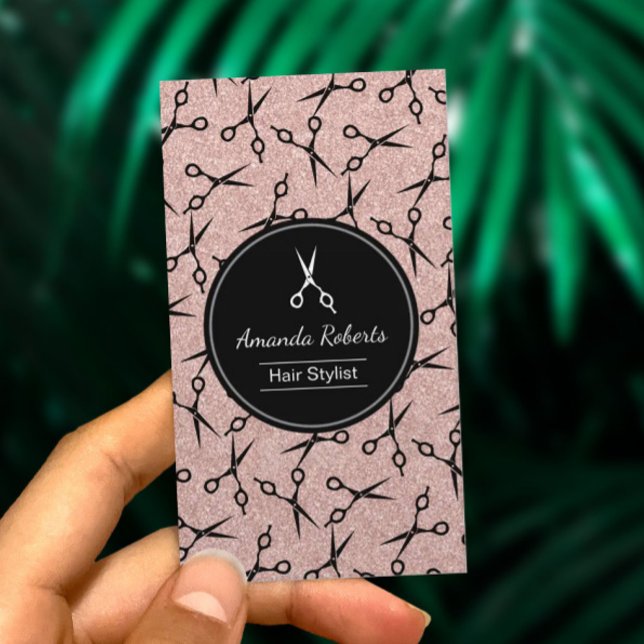 Hair Salon Modern Scissor Ro Guld Möte Tidsbeställning Kort (Skapare uppladdad)