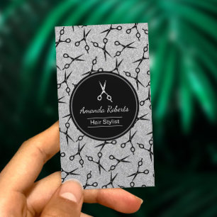 Hair Salon Modern Scissors Silver Möte Tidsbeställning Kort
