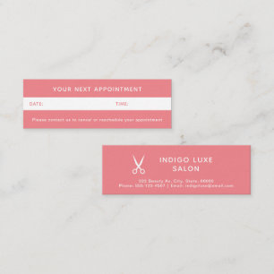 Hair Salon Möte Reminder Scissor Coral Mini Visitkort