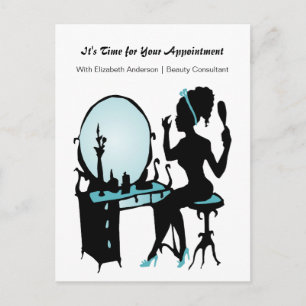Hair Salon Möte Reminder Teal Girly Girl Vykort