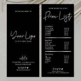 Hair Salon Nagel Spa Black & Silver Glam Pricing Reklamkort