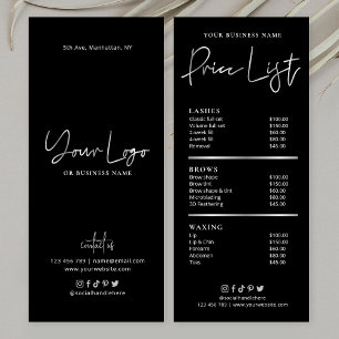 Hair Salon Nagel Spa Black & Silver Glam Pricing Reklamkort