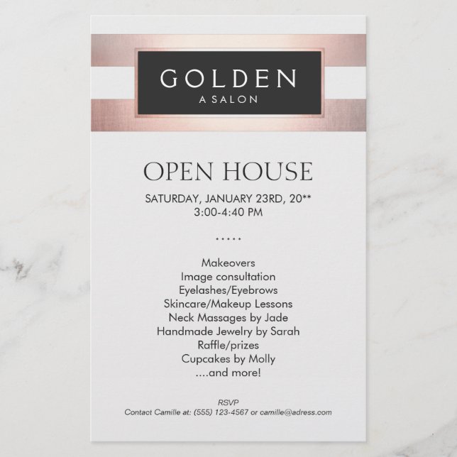 Hair Salon och Spa ro Guld Flygblad (Framsidan)