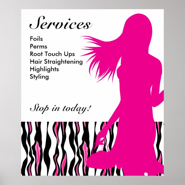 Hair Salon Poster Rosa Woman Tiger Rand (Framsidan)