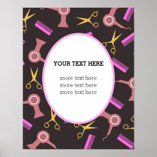 Hair Salon poster svart bakgrund