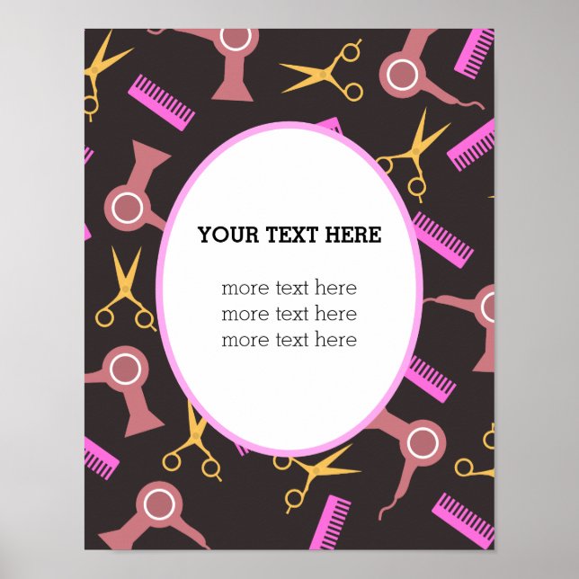 Hair Salon poster svart bakgrund (Framsidan)