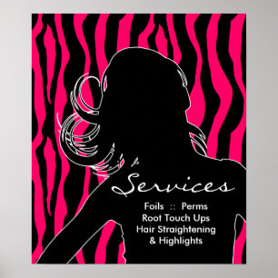 Hair Salon Poster Woman Rosa Zebra