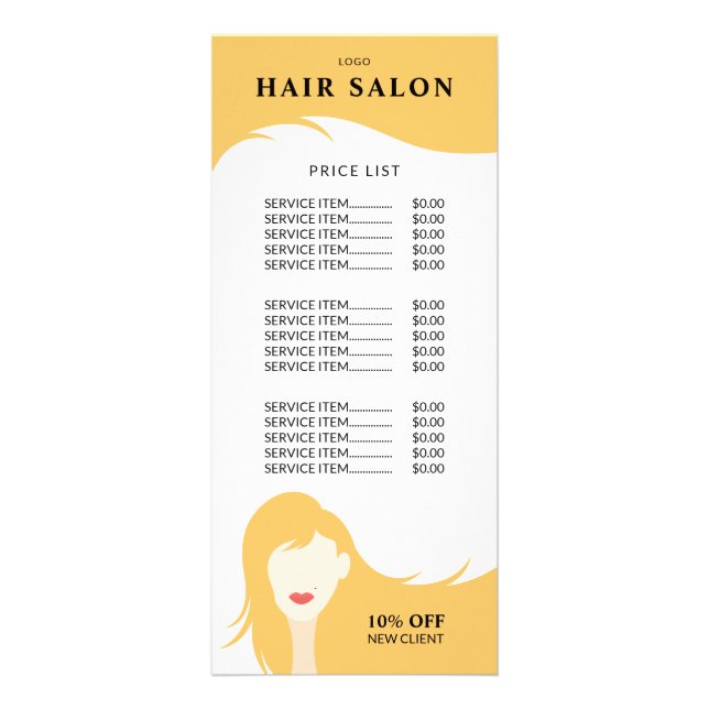 Hair Salon Pris List Blonde Hairstylist Model Reklamkort (Framsidan)