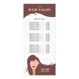 Hair Salon Pris List Brunette Hairstylist Model Reklamkort