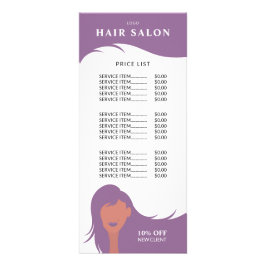 Hair Salon Pris List Lila Hairstylist Model Reklamkort